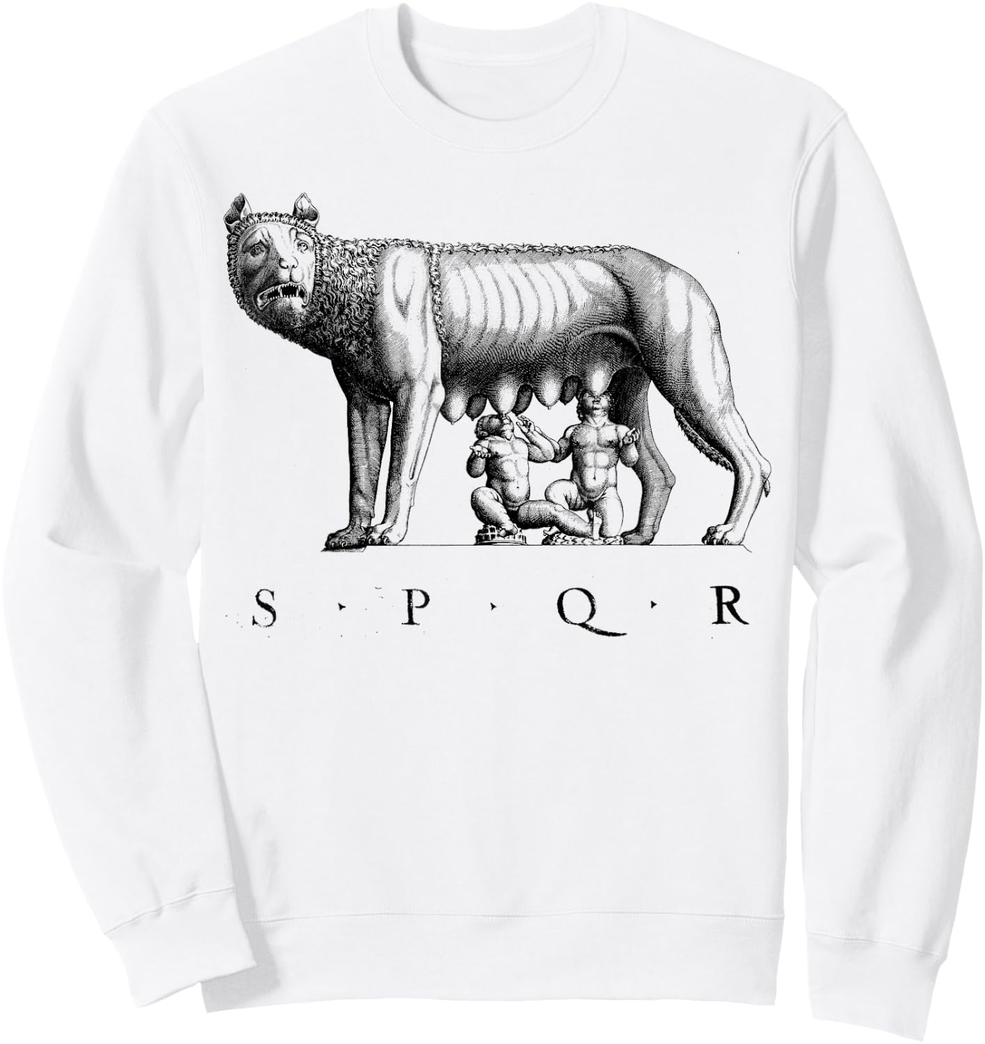 SPQR Roman Rome Wolf Romulus Remus Sweatshirt - Sweatshirt | White