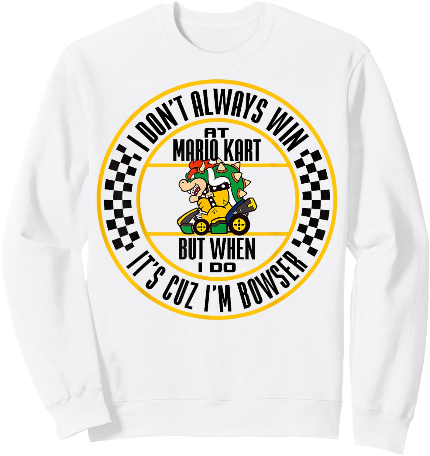 Nintendo Mario Kart Winning As Bowser Graphic Sweatshirt - Sweatshirt | White
