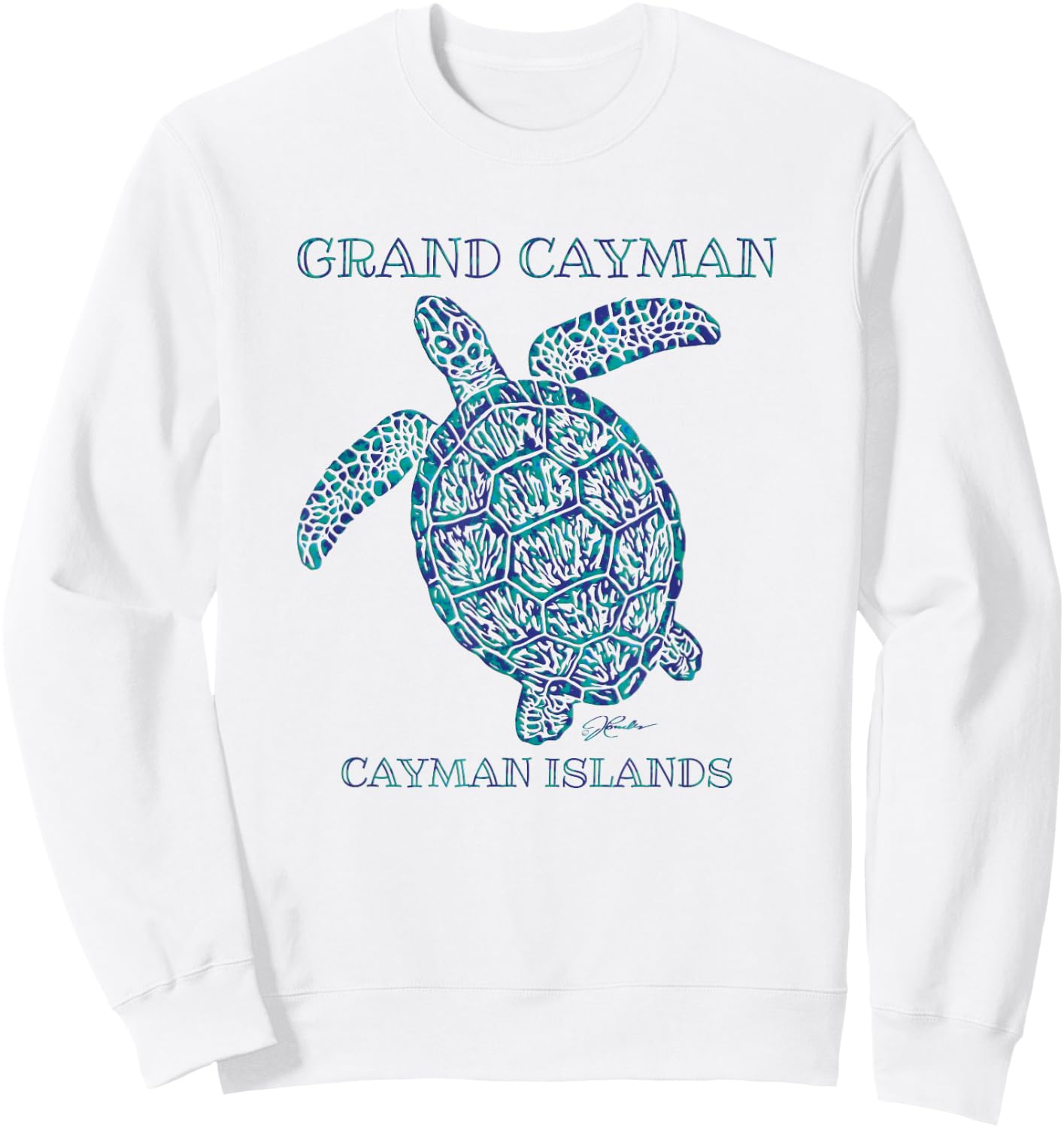 JCombs: Grand Cayman, Cayman Islands Sea Turtle Sweatshirt - Sweatshirt | White