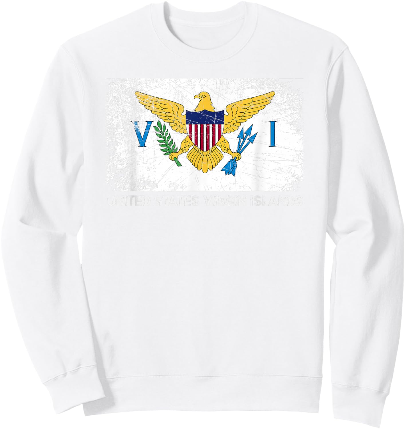 USVI Flag | Vintage Made In U.S. Virgin Islands Gift Sweatshirt - Sweatshirt | White