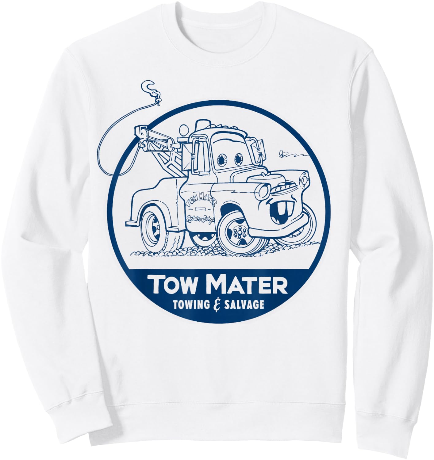 Disney Pixar Cars Tow Mater Salvage Vintage Sketch Badge Sweatshirt - Sweatshirt | White