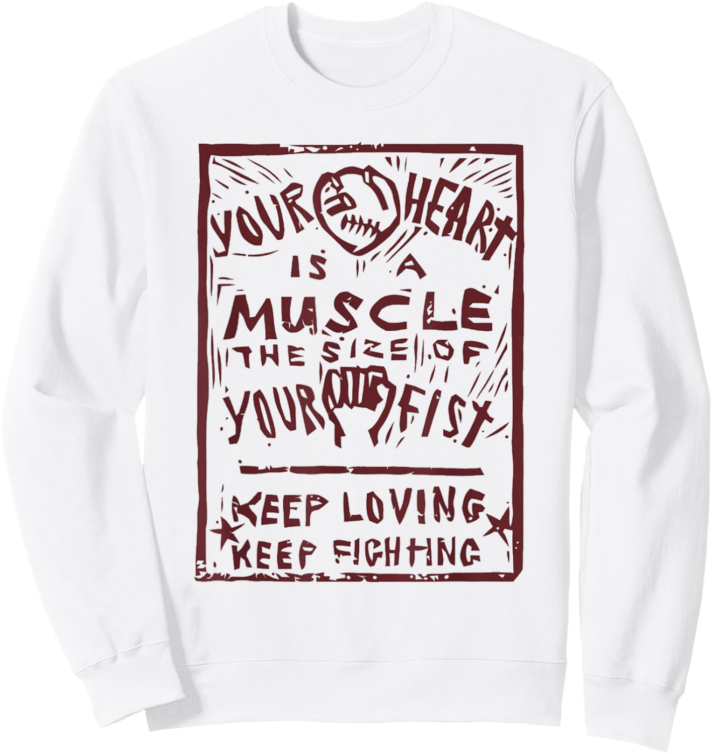 "Your heart is a muscle the size of your fist" Punk Anarchy Sweatshirt - Sweatshirt | White