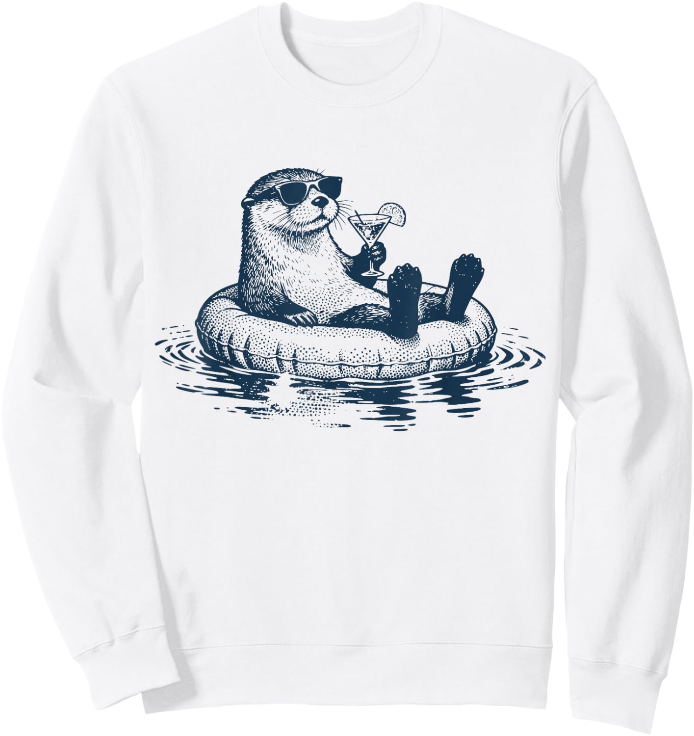 Cool Otter Floating Pool Cocktail, Ocean, Beach, Summer, Sun Sweatshirt - Sweatshirt | White