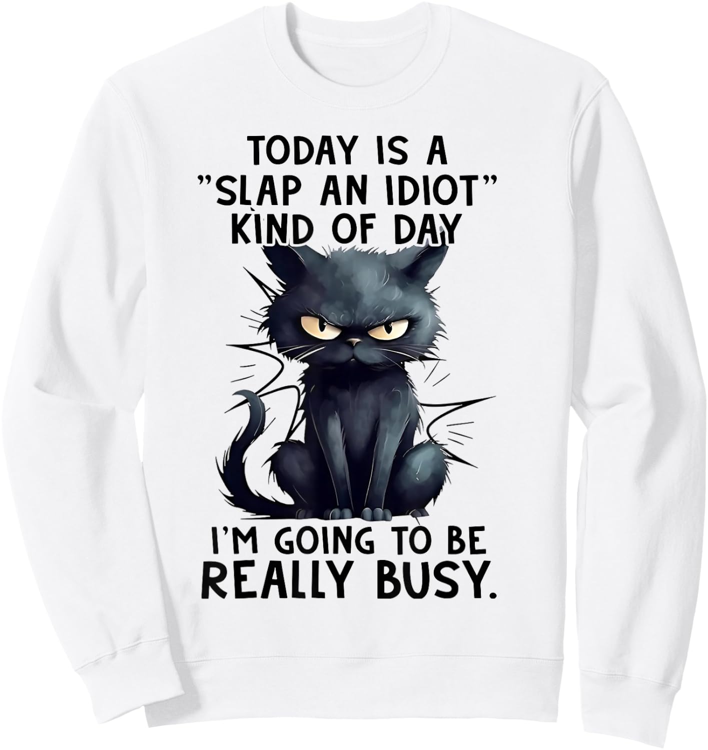 Cat Today Is A Slap An Idiot Kind Of Day I'm Going To Busy Sweatshirt - Sweatshirt | White