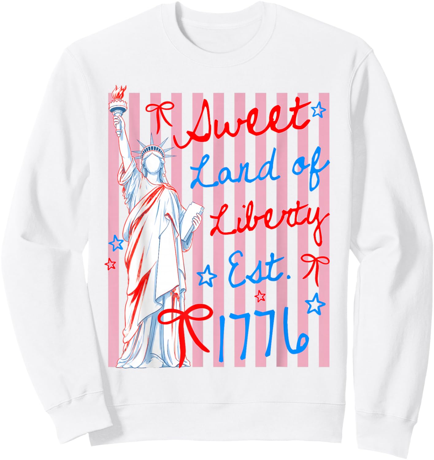 Sweet Land of Liberty Est 1776 4th July USA Flag Men Women Sweatshirt - Sweatshirt | White
