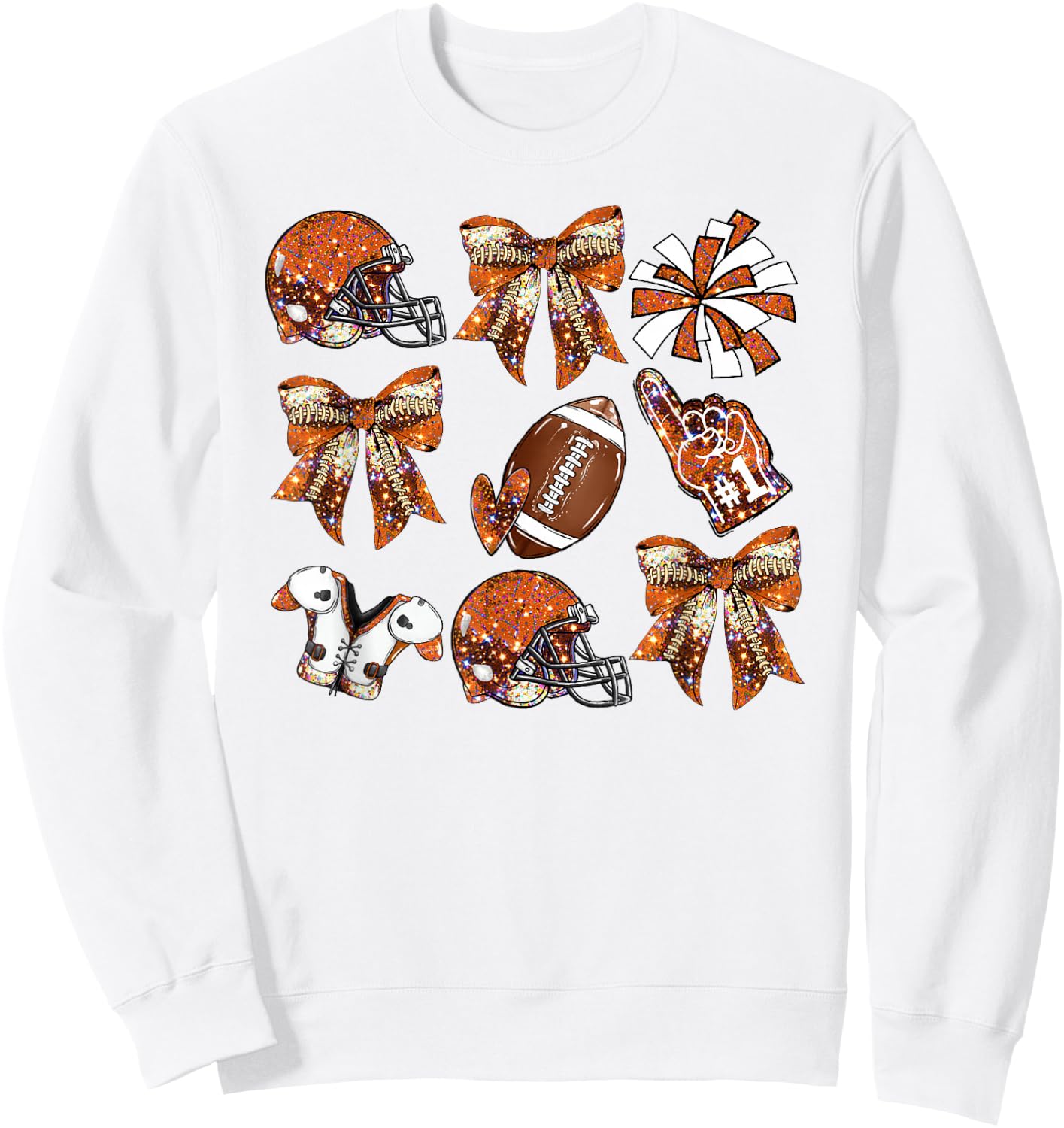 Orange Coquette Bow Football Game Day Women Girls Kids Sweatshirt - Sweatshirt | White