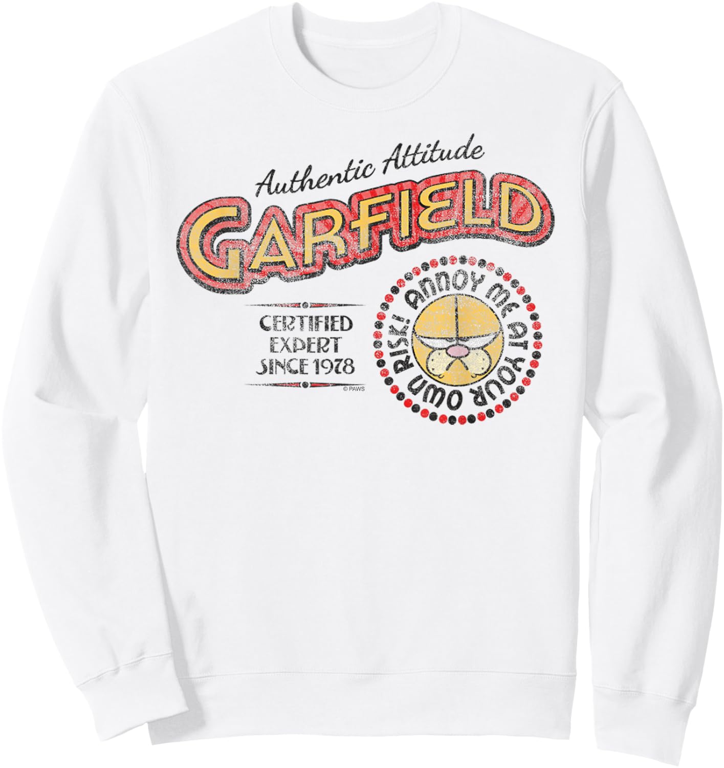 Garfield Authentic Attitude Expert Cartoon Cat Sweatshirt - Sweatshirt | White