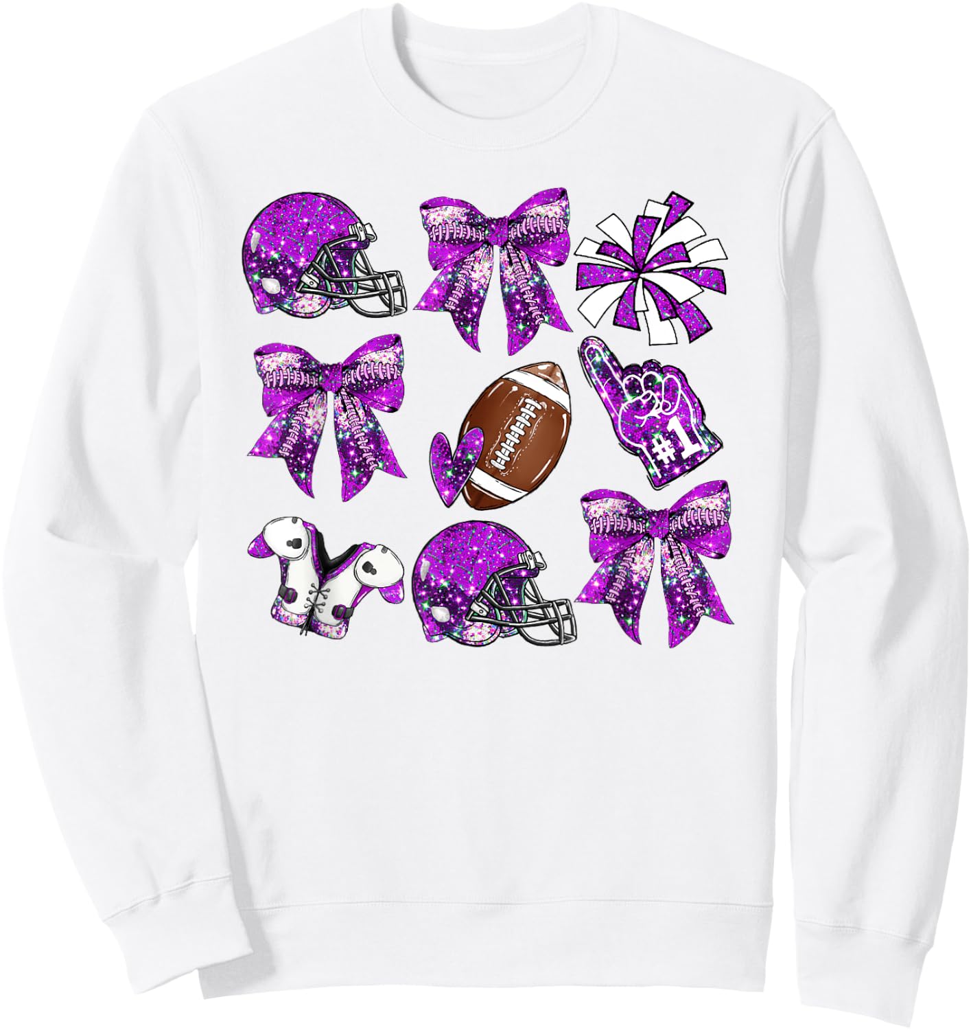 Purple Coquette Bow Football Game Day Women Girls Kids Sweatshirt - Sweatshirt | White
