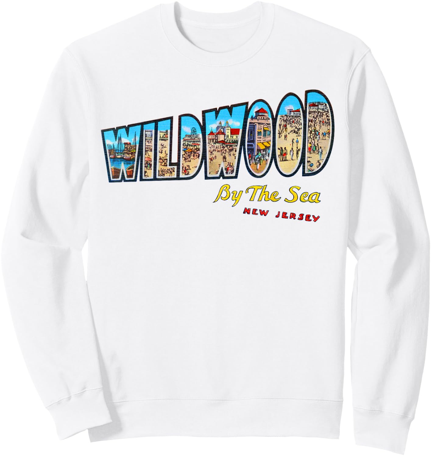 Wildwood New Jersey NJ Vintage Retro Souvenir Sweatshirt - Sweatshirt | White