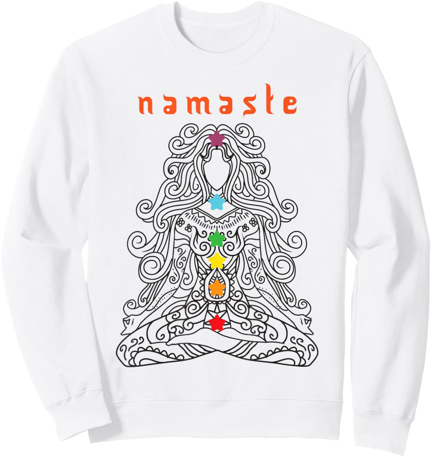 Namaste Design, Yoga Pose with Chakra Awesome Gift Sweatshirt - Sweatshirt | White