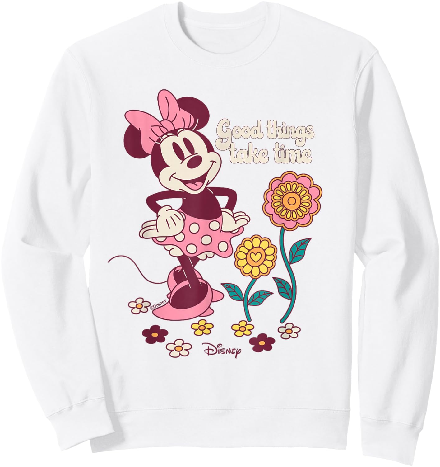 Disney Minnie Mouse Good Things Take Time Spring Sweatshirt - Sweatshirt | White