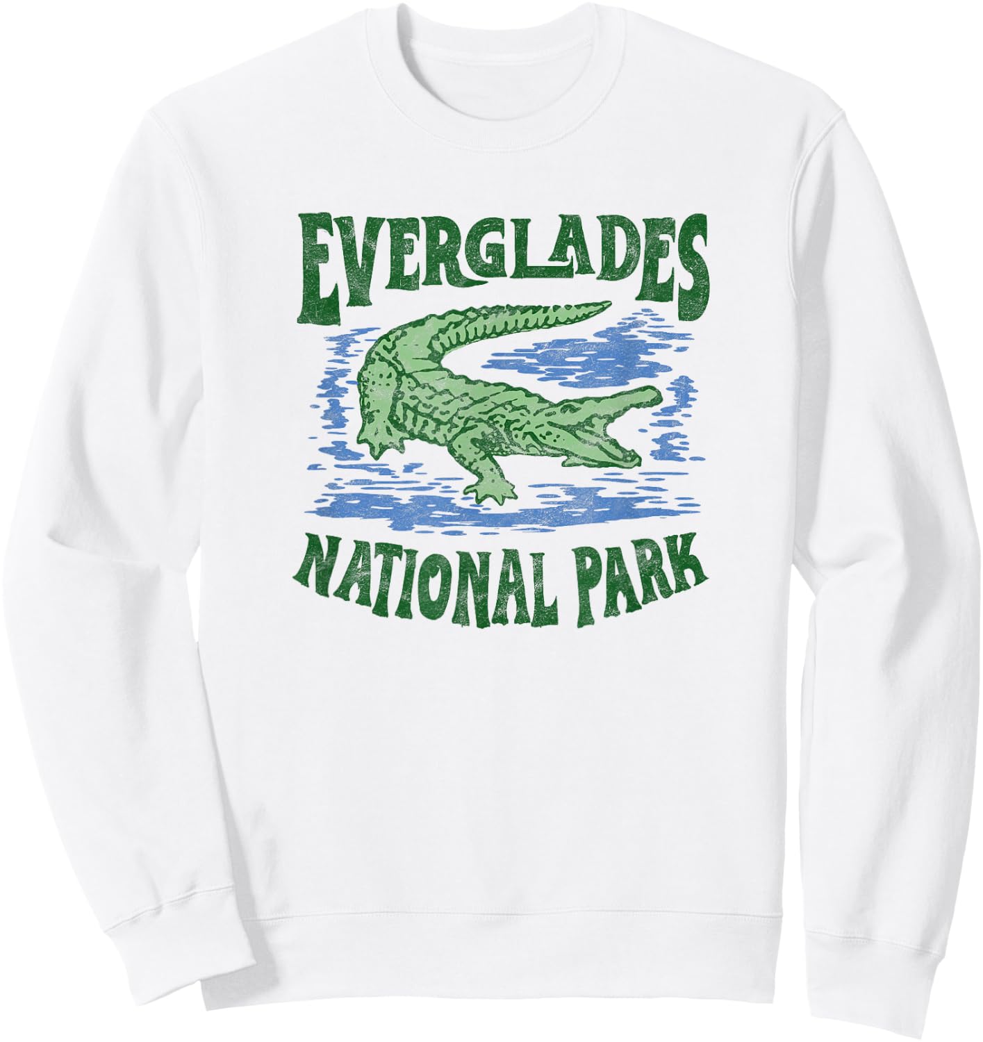 Everglades National Park Florida Retro Alligator Sweatshirt - Sweatshirt | White
