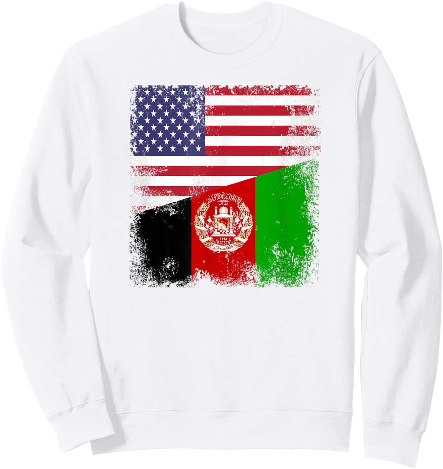 Half Afghan Flag | Vintage Afghanistan USA Gift Sweatshirt - Sweatshirt | White