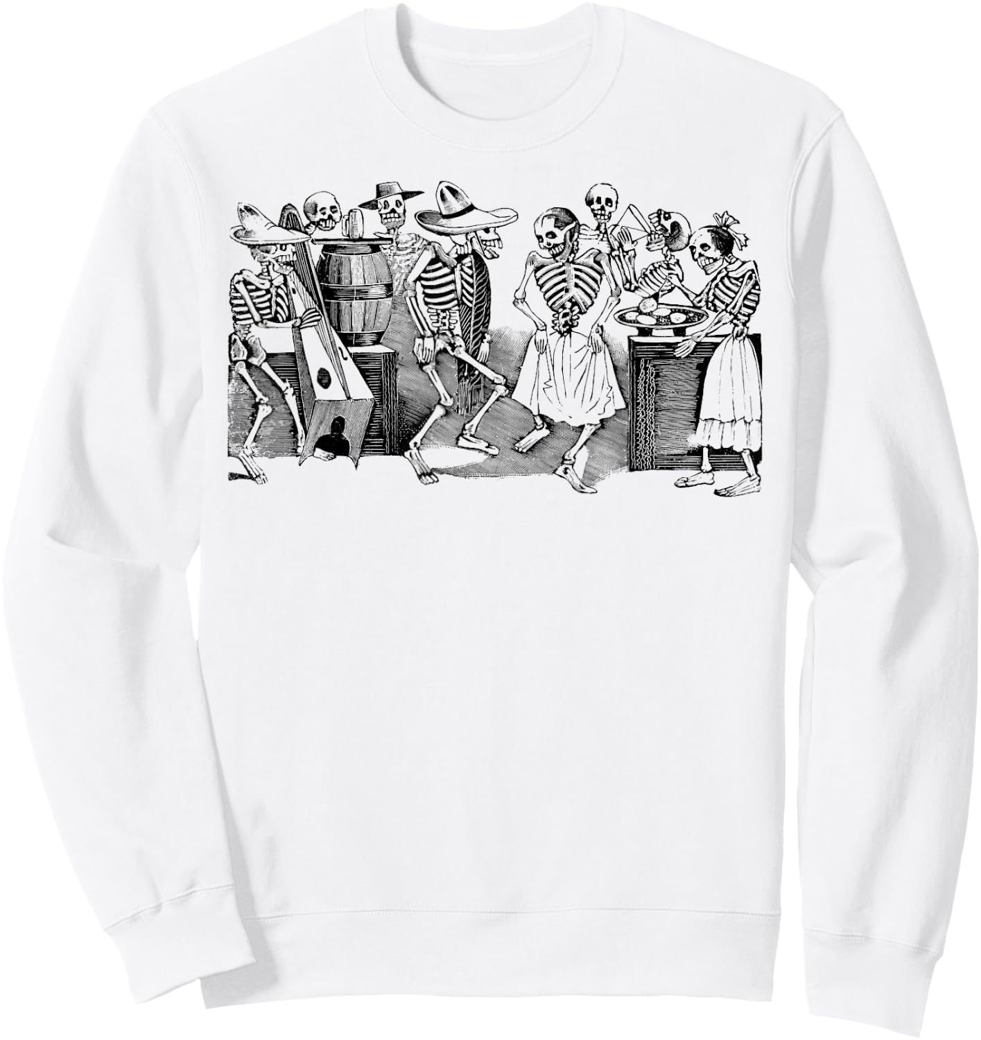 Mintage Dancing Skeletons Sweatshirt - Sweatshirt | White