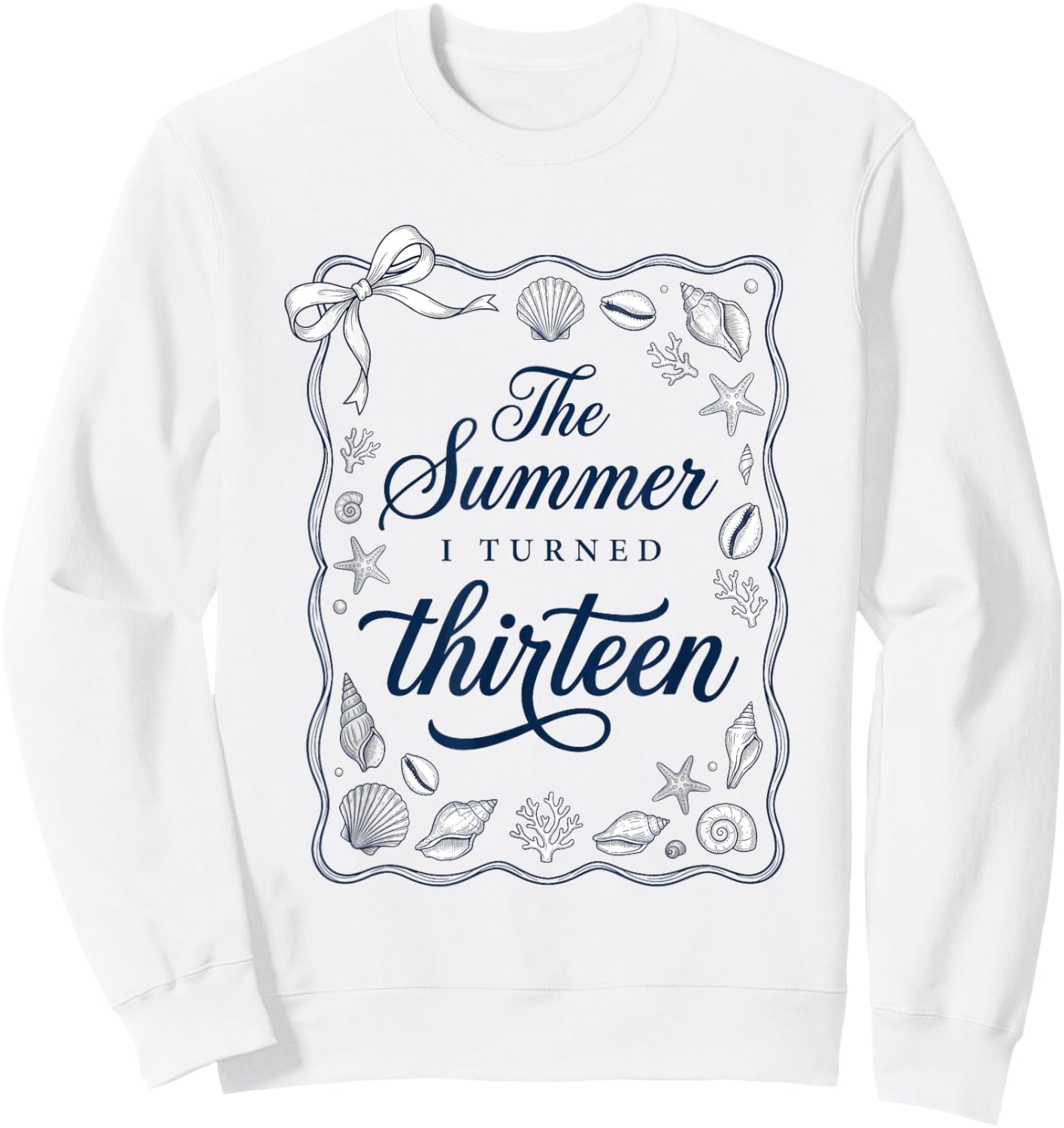 Summer I Turned Thirteen 13th Birthday Seashell Coastal Bow Sweatshirt - Sweatshirt | White