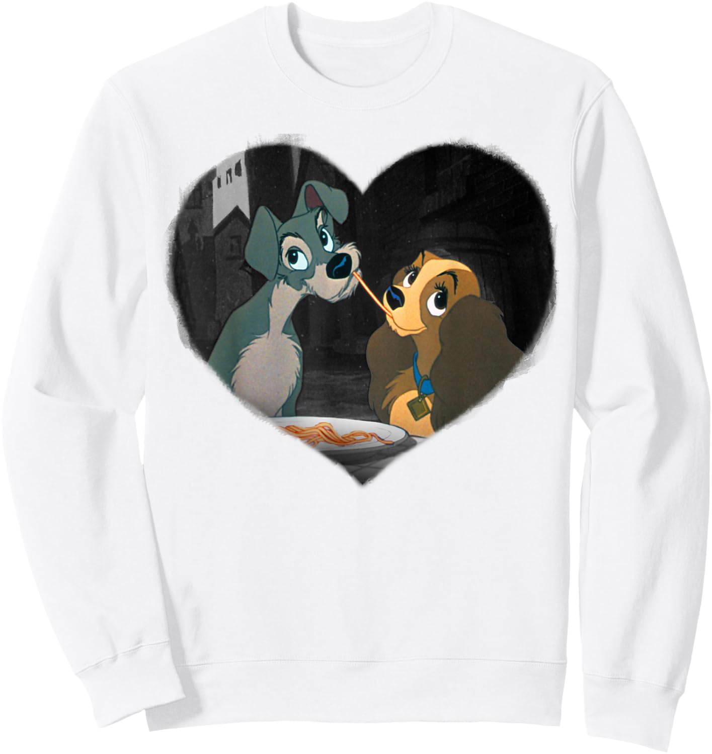 Lady and the Tramp - Spaghetti Kiss Heart Sweatshirt - Sweatshirt | White