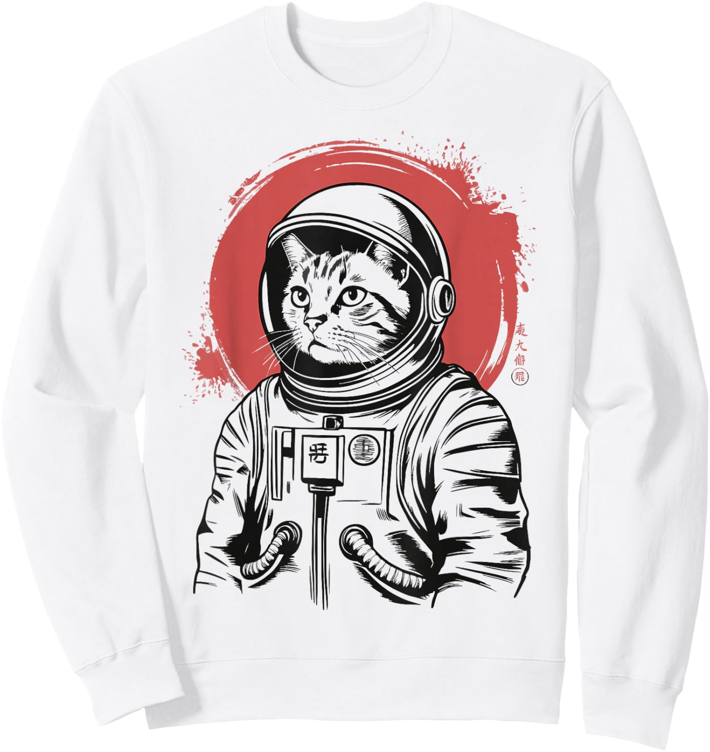 Japanese Space Cat Astronaut Kawaii Sweatshirt - Sweatshirt | White