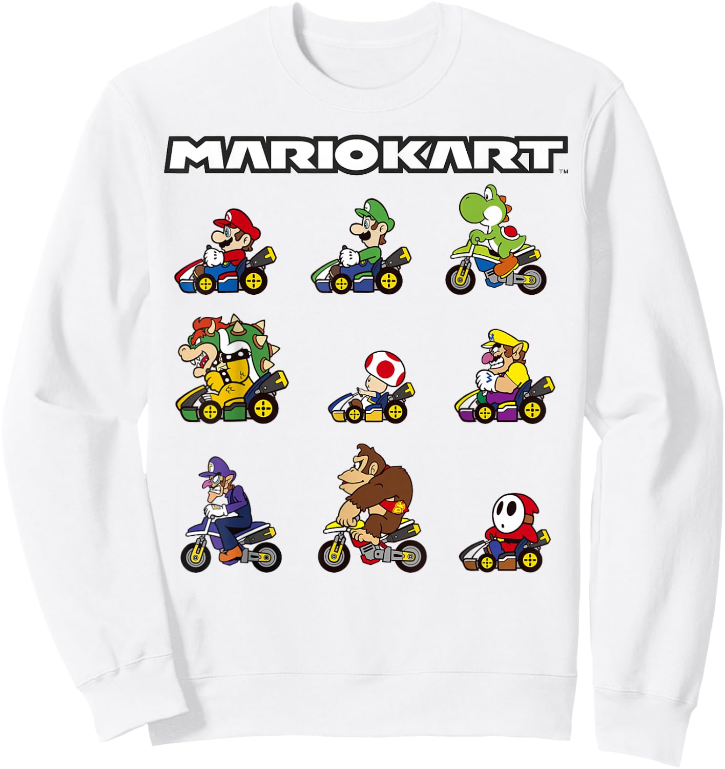 Nintendo Mario Kart Racers Ready Line-Up Graphic Small Sweatshirt - Sweatshirt | White