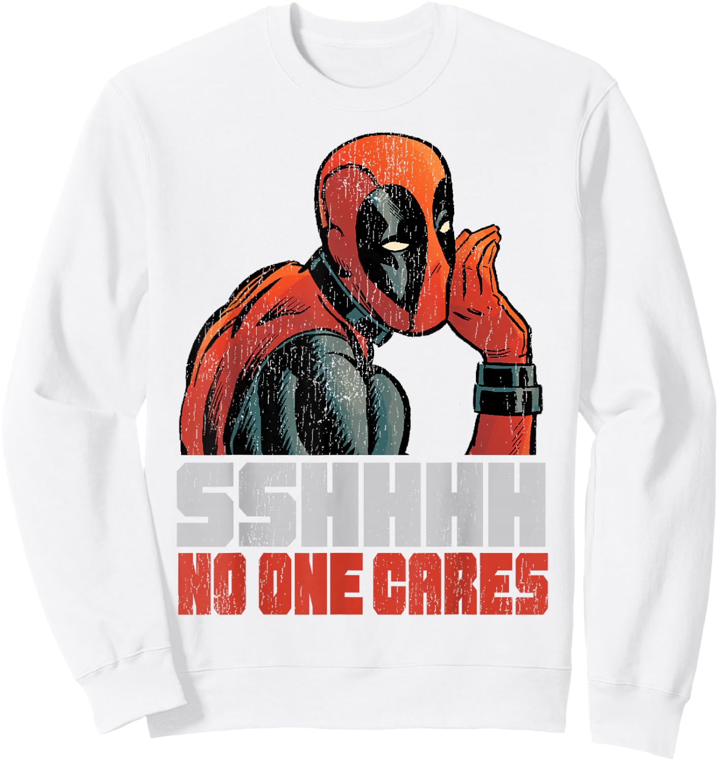 Marvel Deadpool SHHH No One Cares Whisper Graphic C1 Sweatshirt - Sweatshirt | White