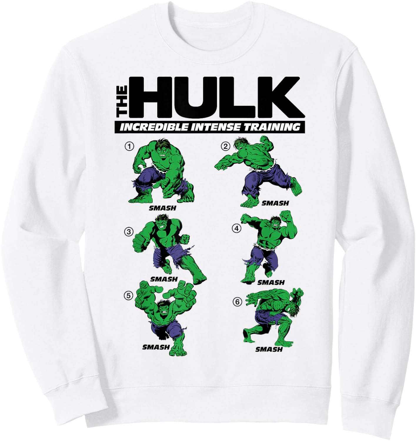 Marvel The Hulk 6 Incredible Intense Training Poses Sweatshirt - Sweatshirt | White