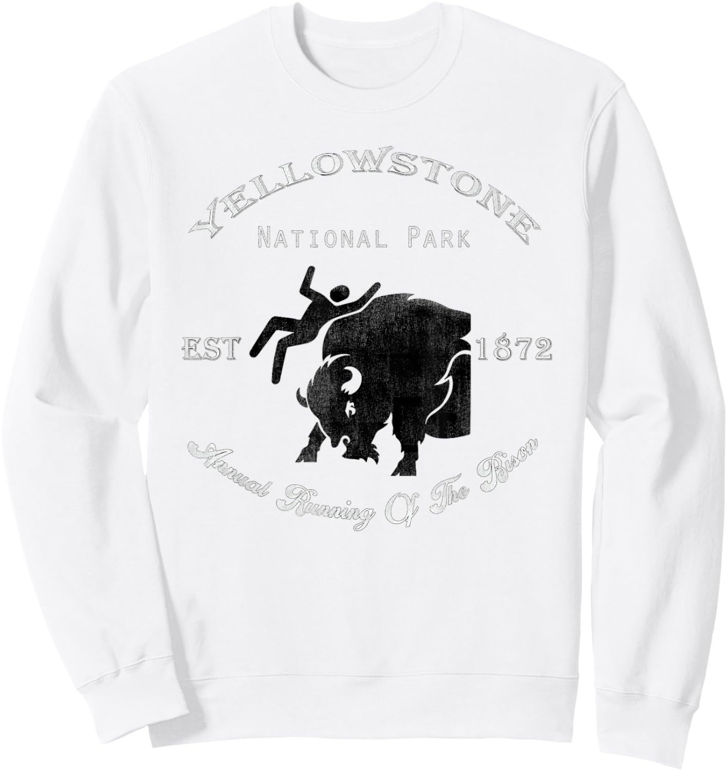 Yellowstone Annual Running of the Bison T Shirt Sweatshirt - Sweatshirt | White