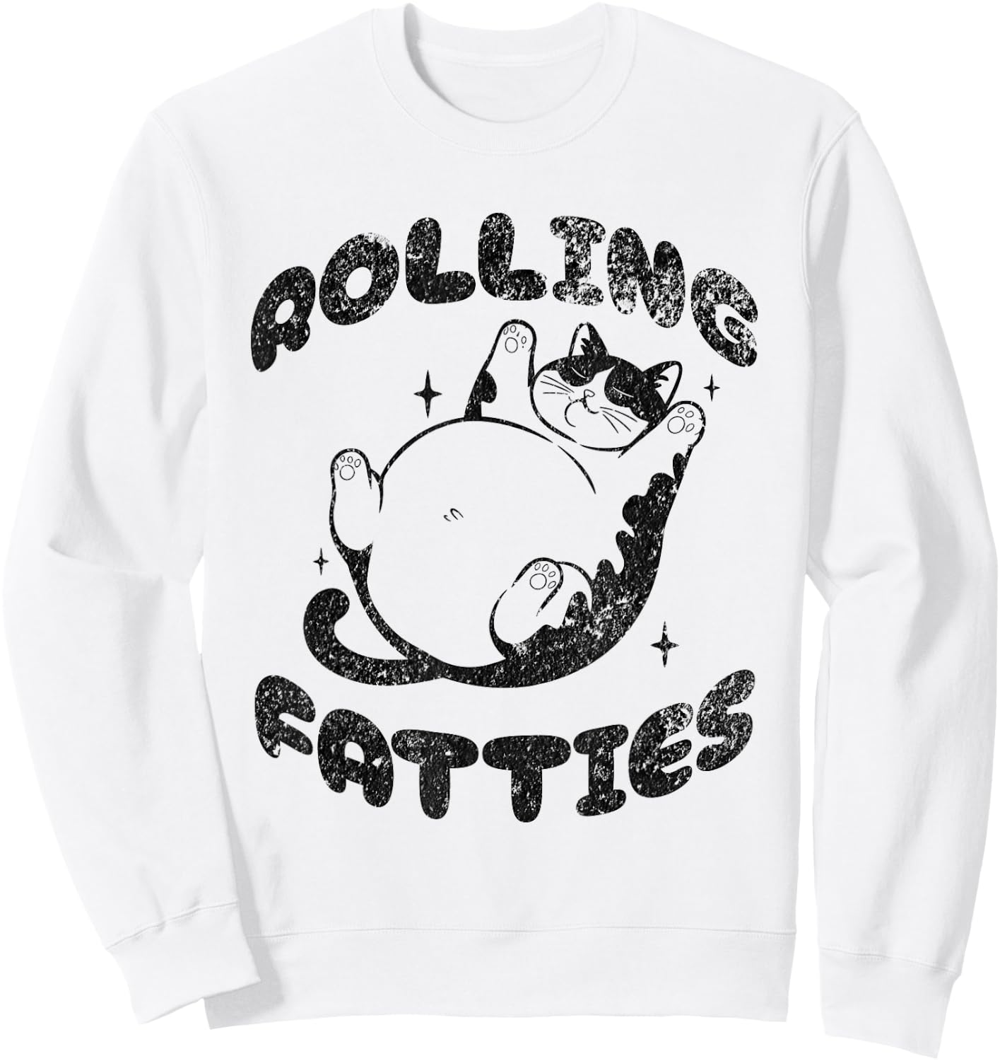 Oxygen Bandit -Adults Cat Lovers , Grey, Small, Short Sleeve, Classic Fit, Round Neck, Cartoon Cat Print Sweatshirt - Sweatshirt | White