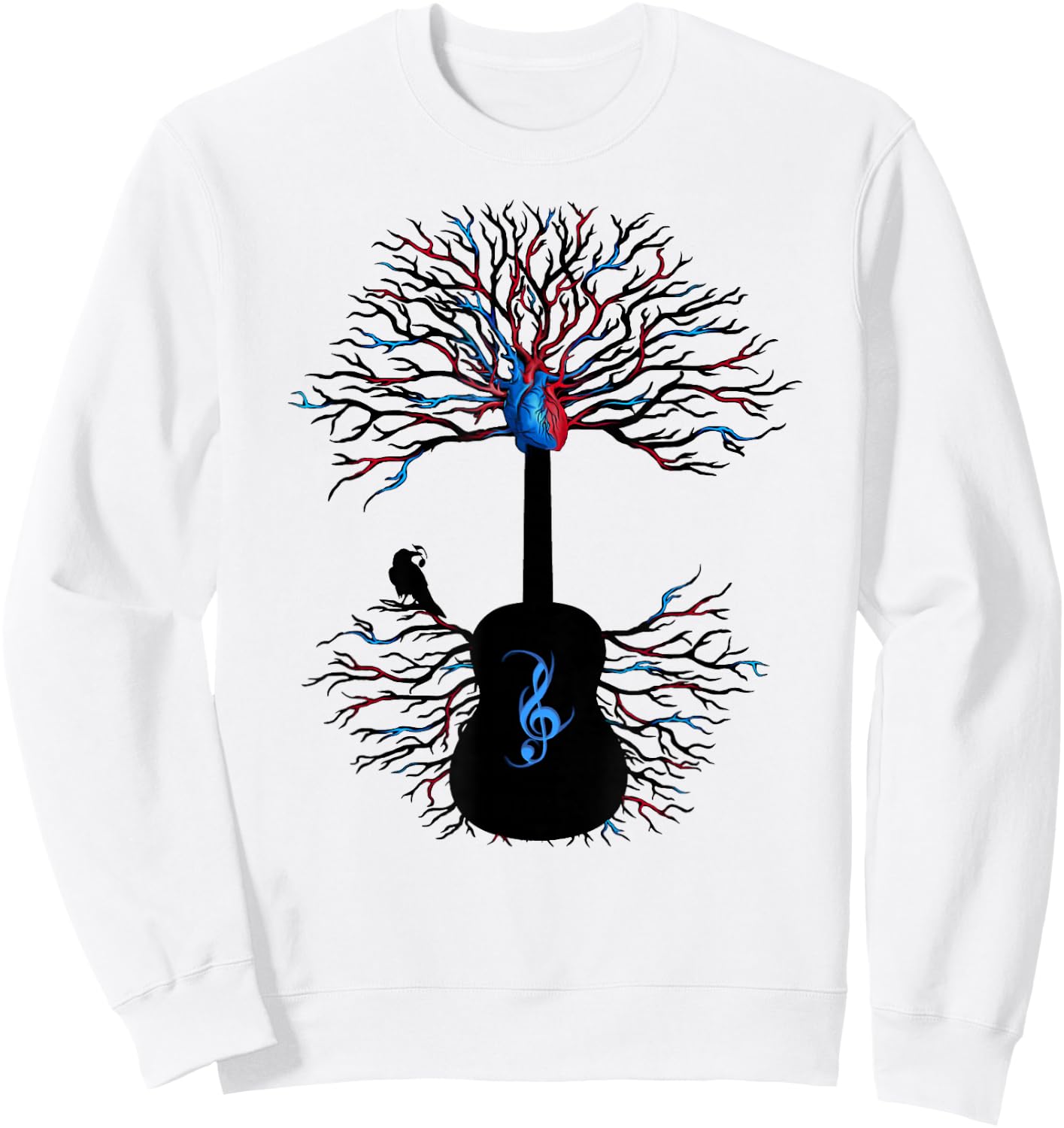 Acoustic Guitar Shirt, Music Tree of Life Guitarist Gift Sweatshirt - Sweatshirt | White