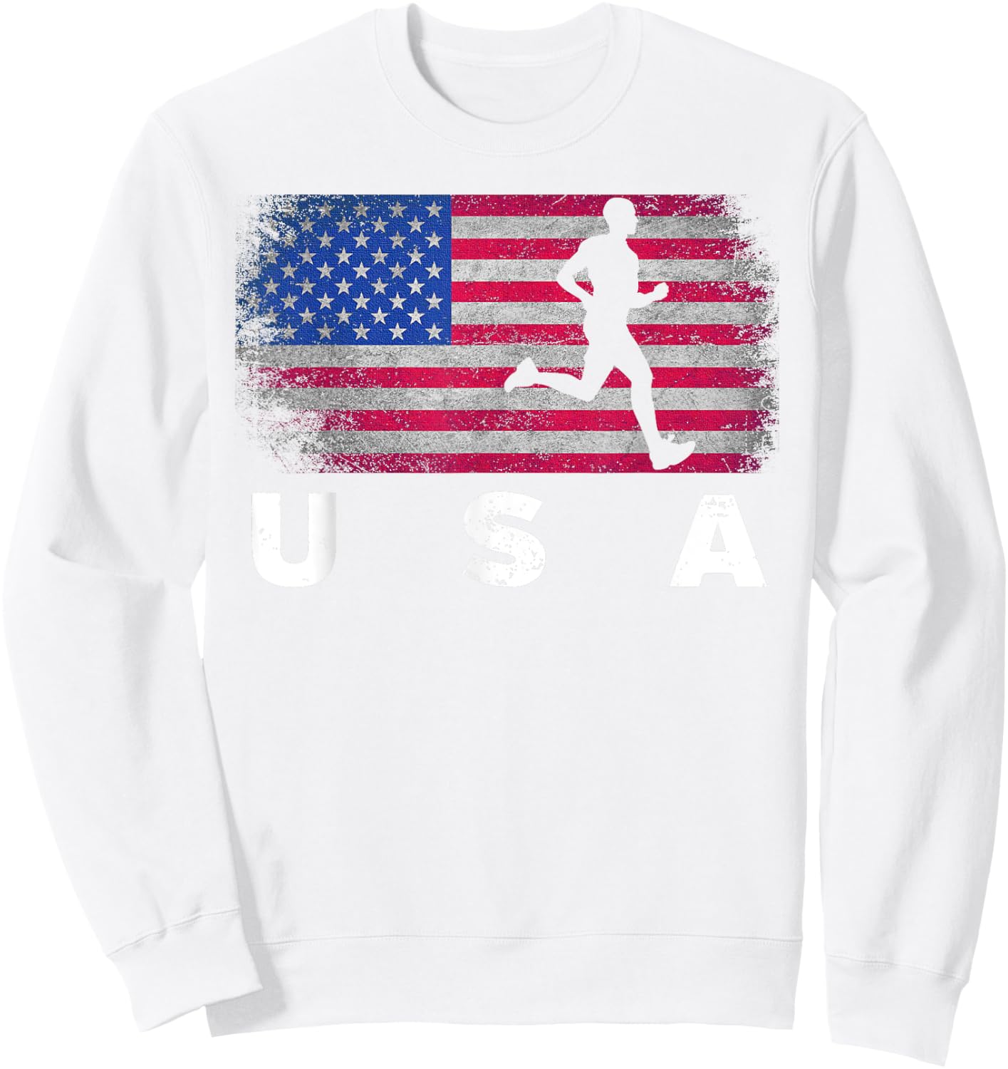 American Flag Track & Field - Cute Field Running Shirt Gift Sweatshirt - Sweatshirt | White