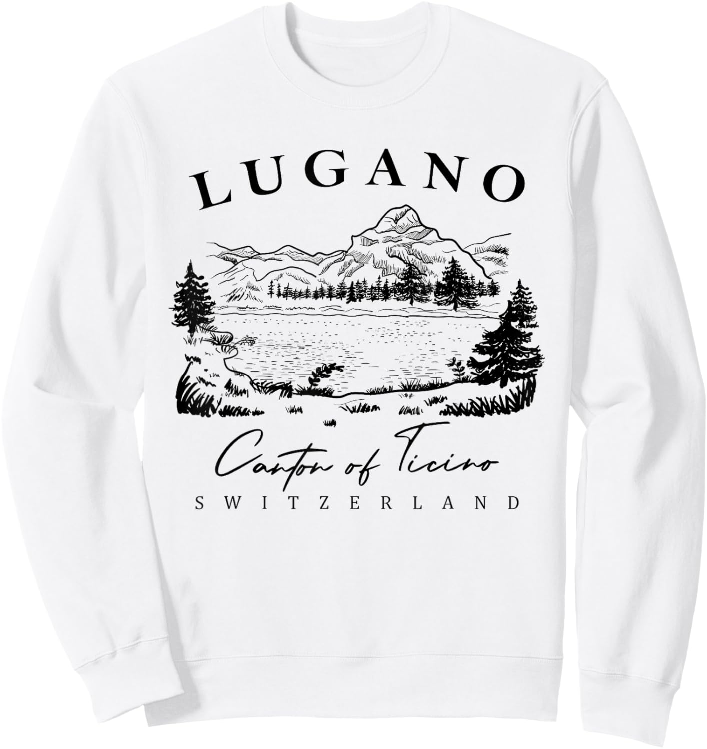 Lugano Switzerland, Lugano Apparel, Lugano Swiss Travel Sweatshirt - Sweatshirt | White