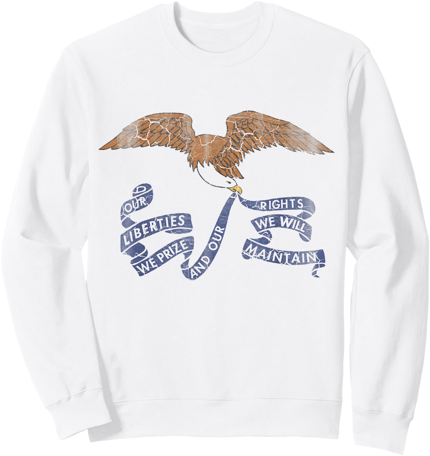 Iowa Flag Retro Distressed Sweatshirt - Sweatshirt | White