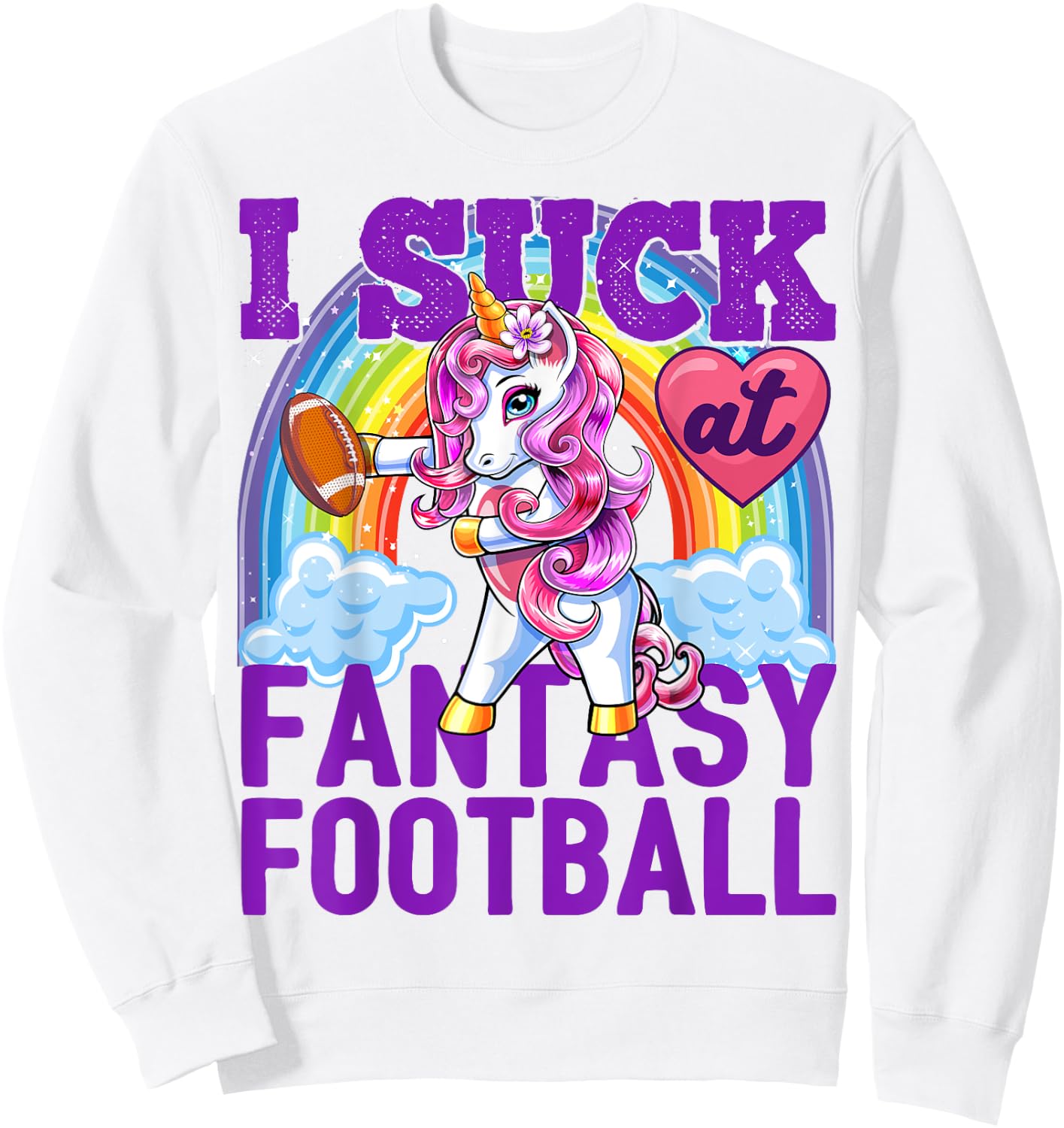 I Suck at Fantasy Football Flossing Unicorn Loser Shirt Men Sweatshirt - Sweatshirt | White