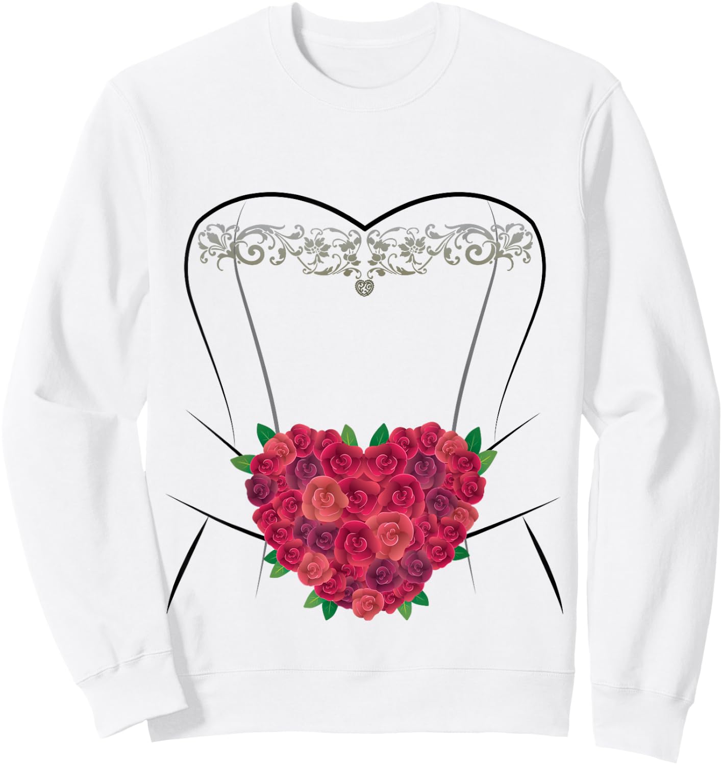 Wedding Dress T Shirt, Simple Marriage Bridal Shower Gifts Sweatshirt - Sweatshirt | White