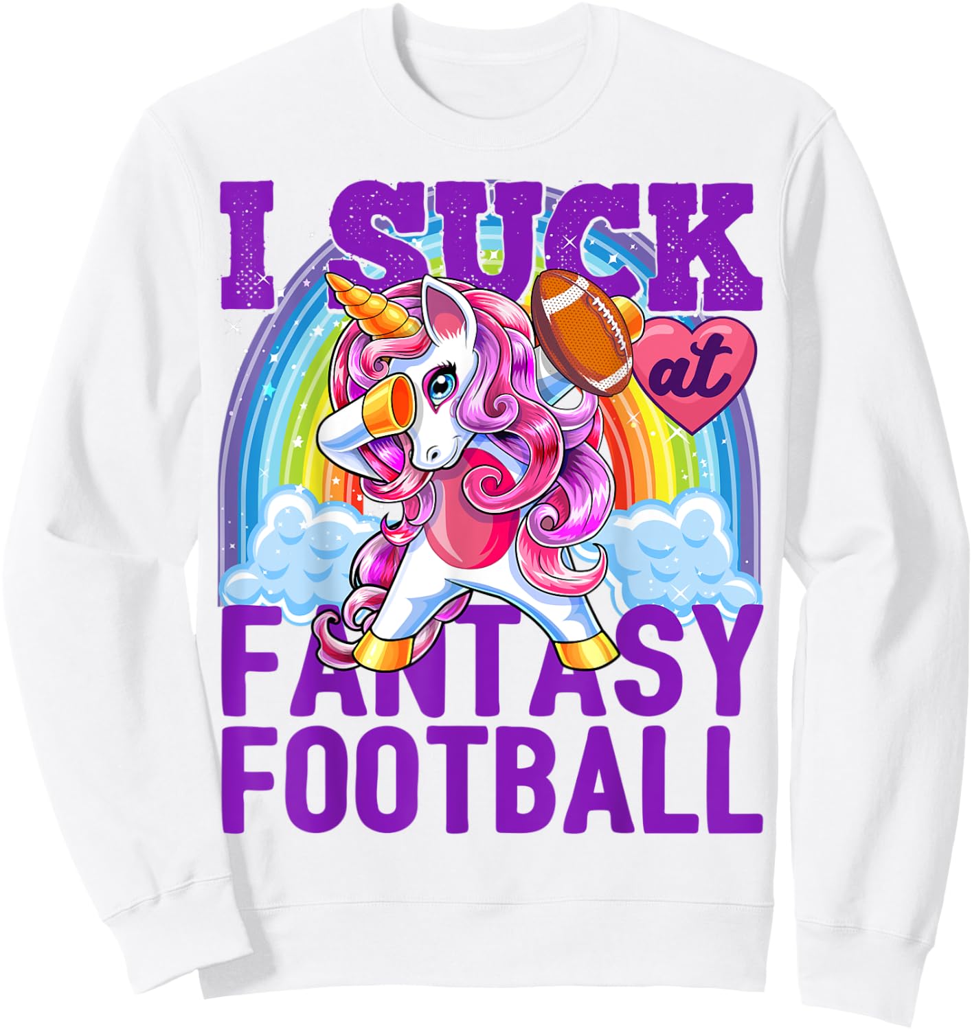 I Suck at Fantasy Football Dabbing Unicorn Loser Shirt Men Sweatshirt - Sweatshirt | White