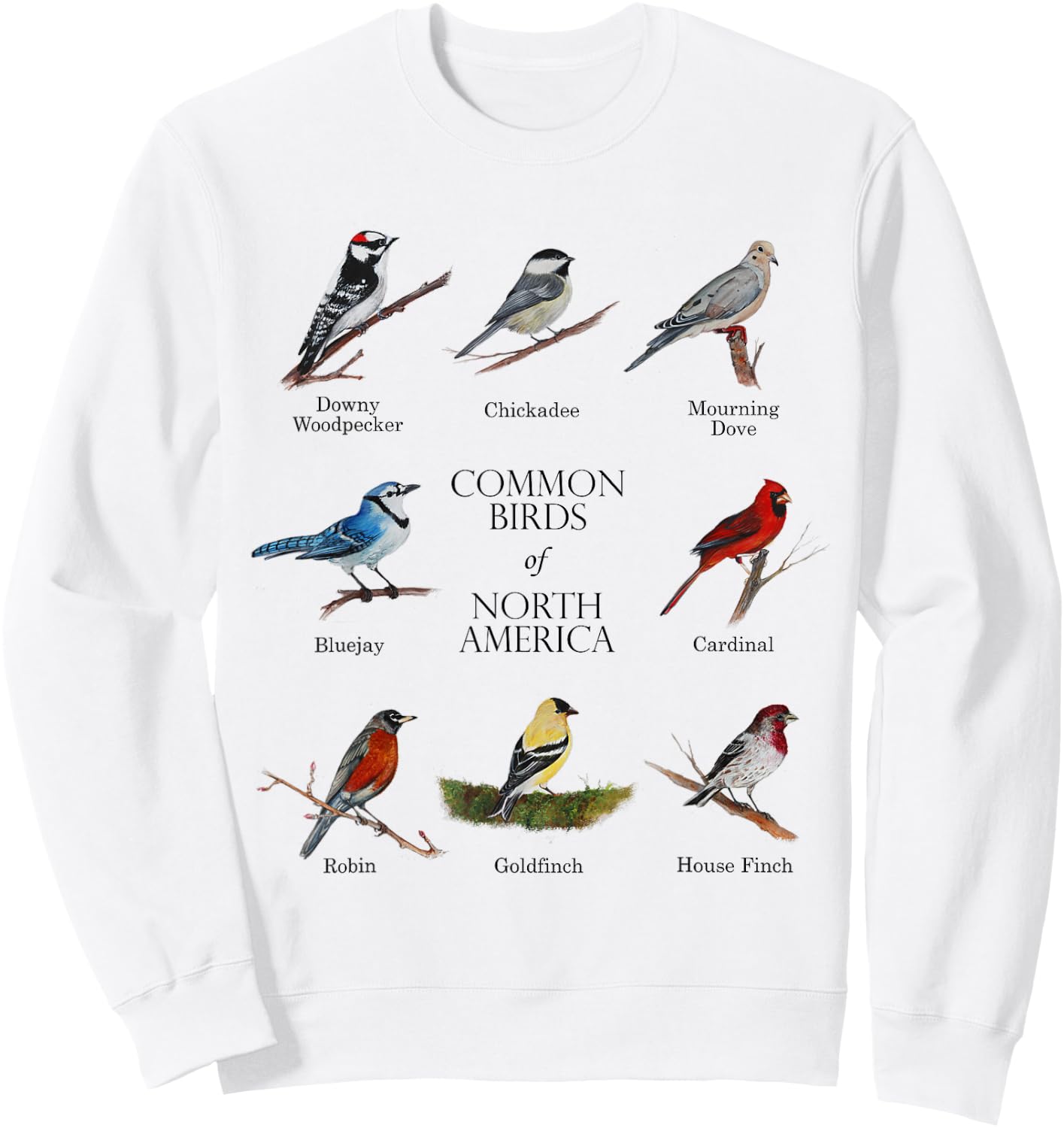 Birds of North America, Bird Lover or Watcher Sweatshirt - Sweatshirt | White
