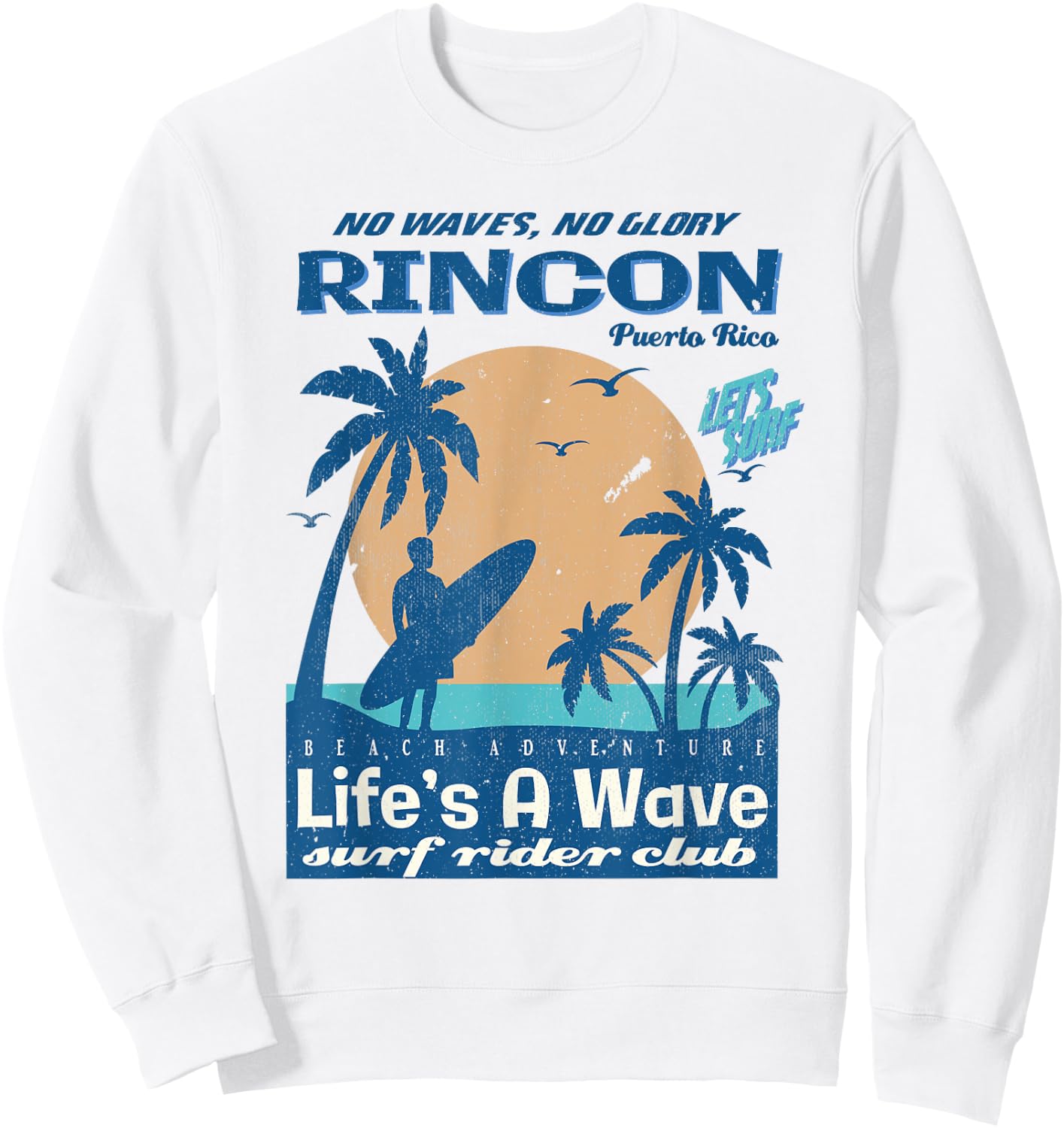 Vintage Rincon Puerto Rico Surf Rider Club Sweatshirt - Sweatshirt | White