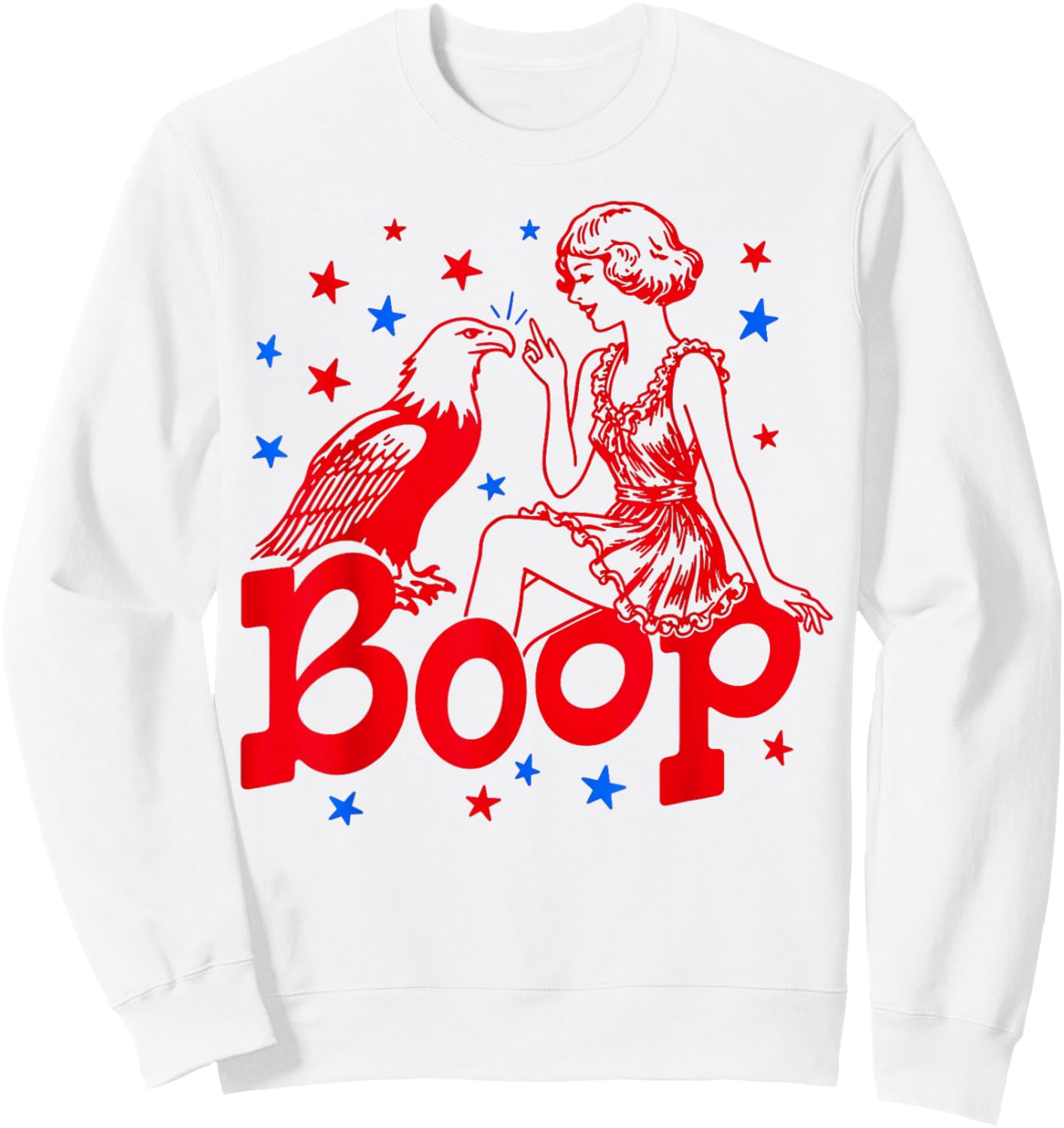 Hand Boop Nose Girl Eagle Patriotic 4th of July Sweatshirt - Sweatshirt | White