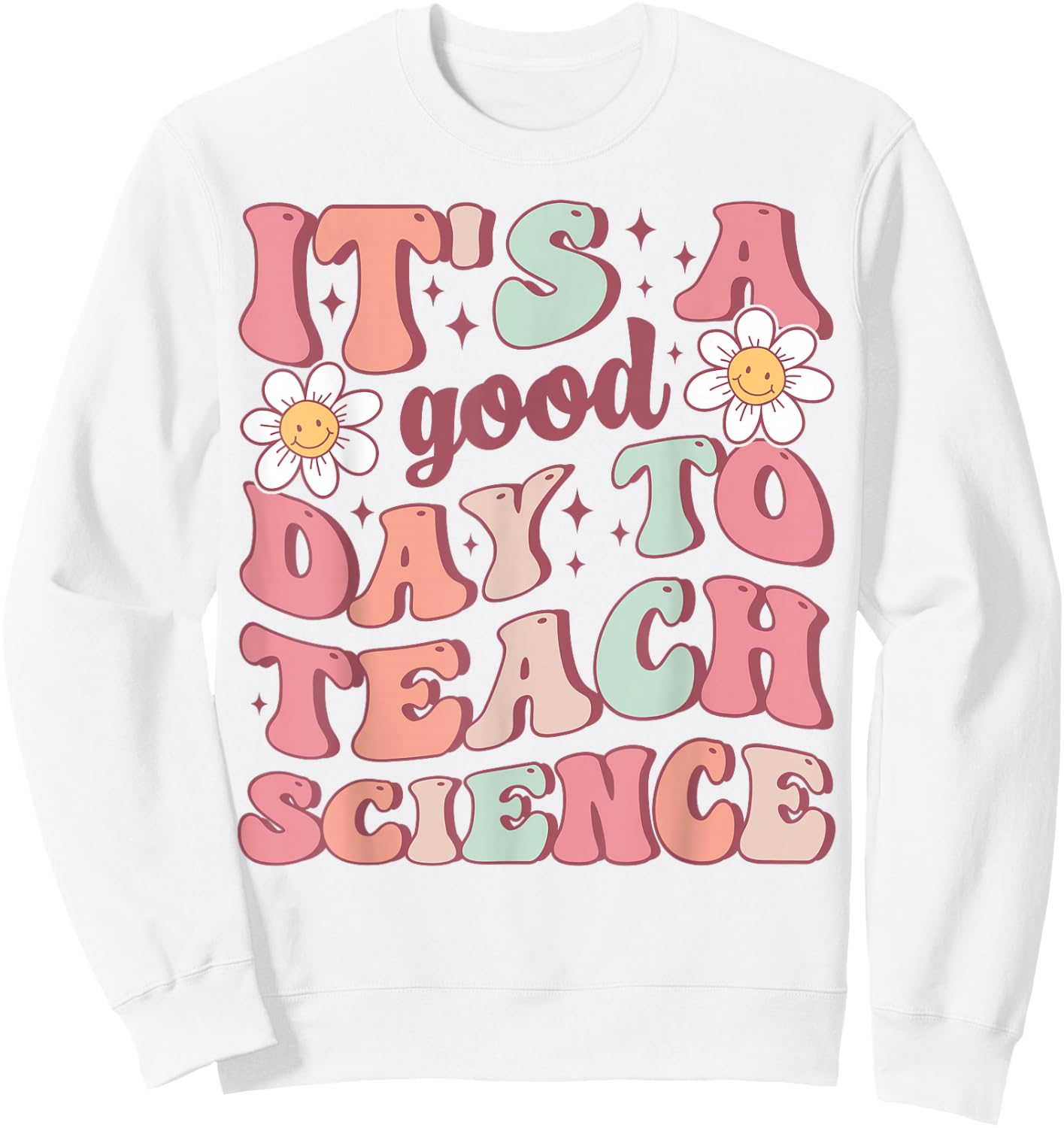 Hello Back to School Shirts For 1st Day of School White -Adult Retro-Floral Teacher Small Sweatshirt - Sweatshirt | White