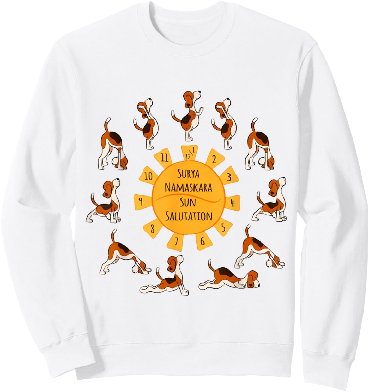Sun Salutation Dog Puppy Pet Lover Yoga Meditation Women Girls Kids Sweatshirt - Sweatshirt | White