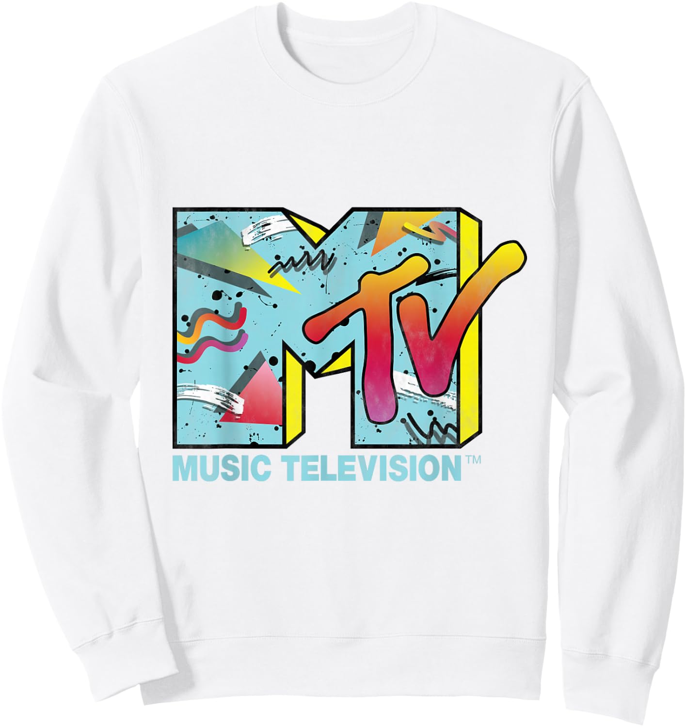 Classic MTV Logo 80s Print Design Sweatshirt - Sweatshirt | White