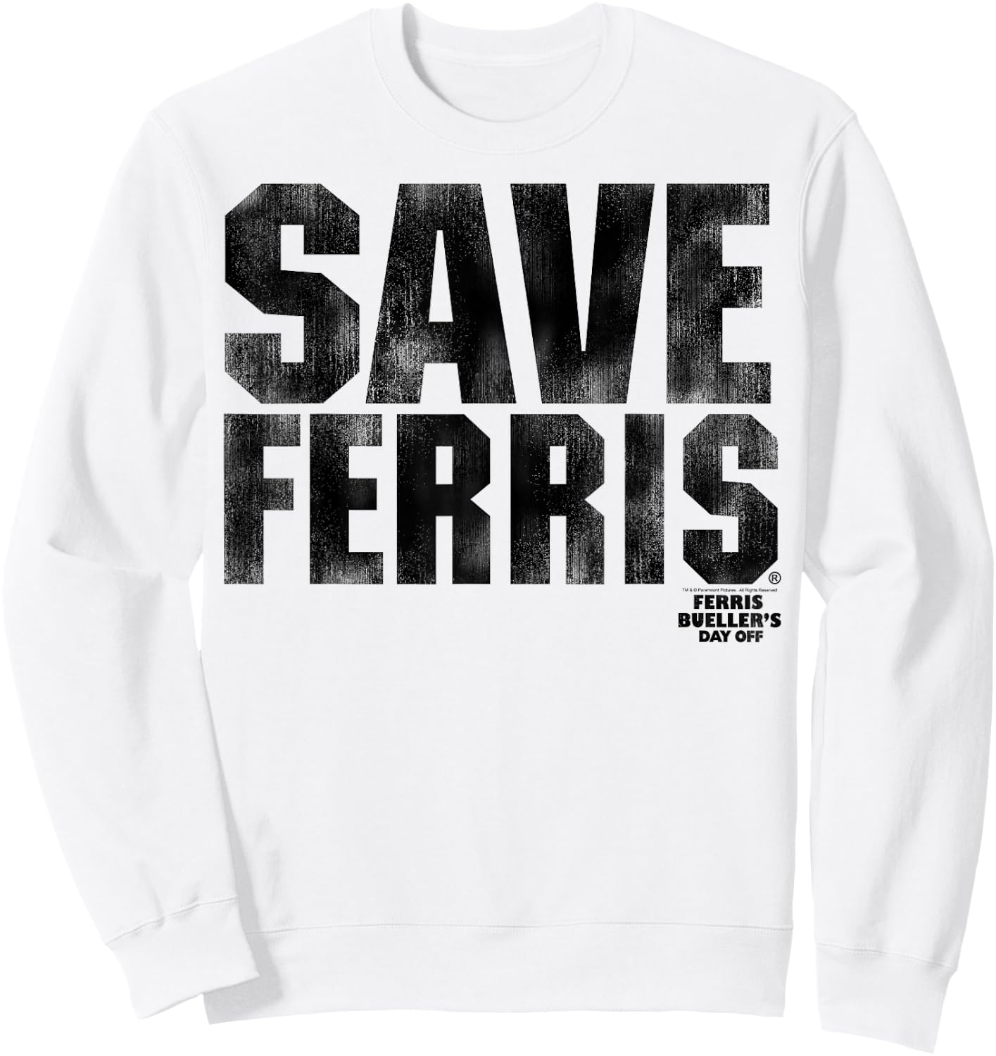 Ferris Bueller's Day Off Save Ferris Bold Black Type Graphic Sweatshirt - Sweatshirt | White