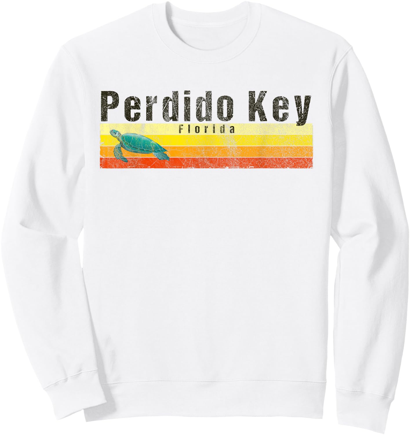 Perdido Key, FL Vintage Style Sea Turtle Sweatshirt - Sweatshirt | White