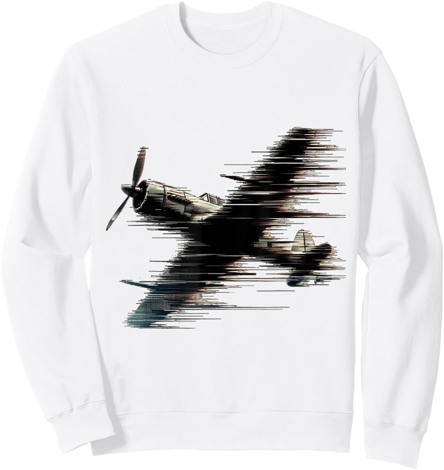 WW2 Airplane Noisy Jitter Vintage Aviation Sweatshirt - Sweatshirt | White