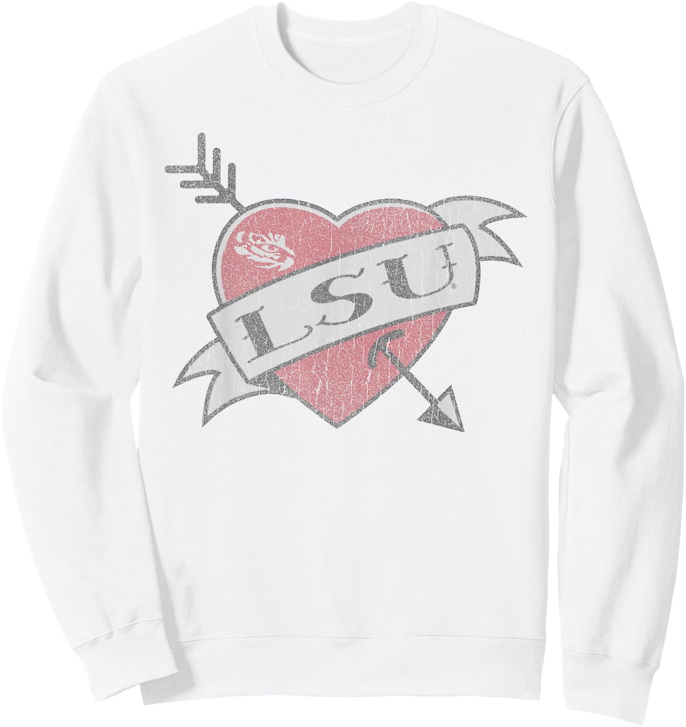 LSU Tigers Valentine Soft Gray Officially Licensed Sweatshirt - Sweatshirt | White
