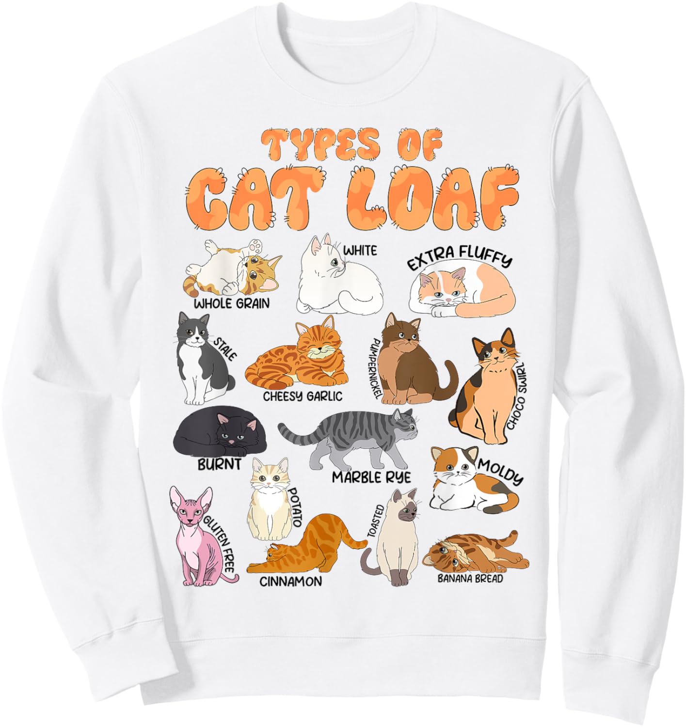 Teen Girl Types of Cat Loaf Cute Funny Tabby Tuxedo Cat Mom Sweatshirt - Sweatshirt | White