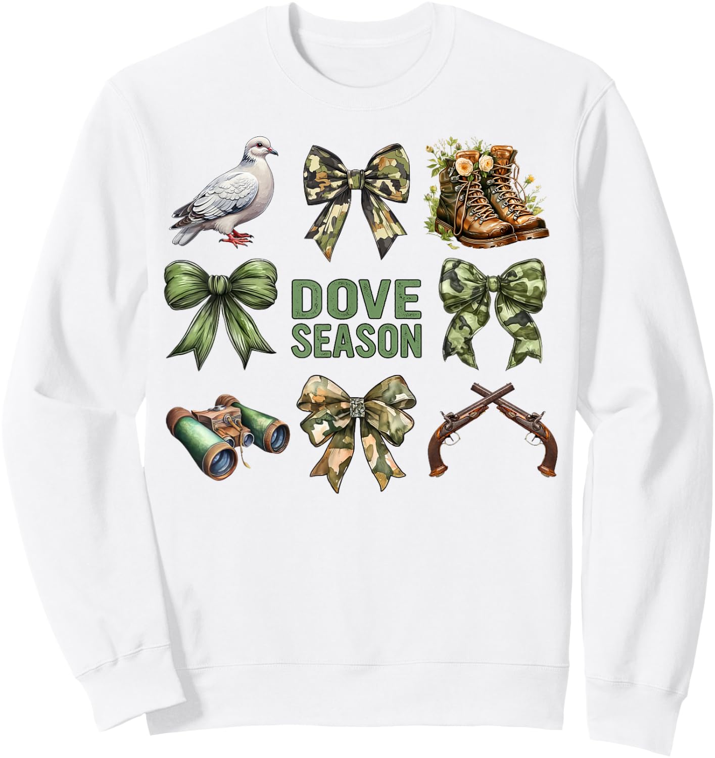 Dove Season Camo Matching Dove Hunting Party Coquette Sweatshirt - Sweatshirt | White