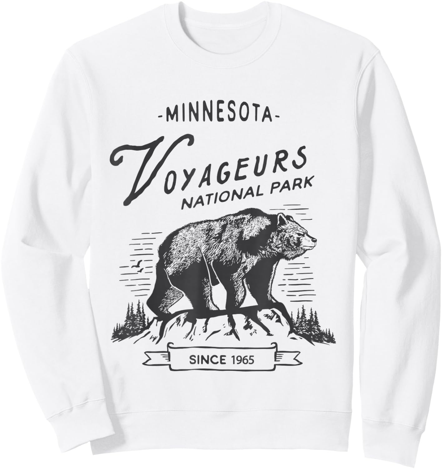 Vintage Voyageurs National Park Shirt Retro Bear Minnesota Sweatshirt - Sweatshirt | White
