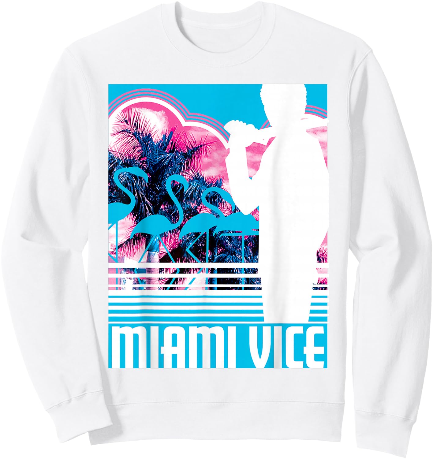 Miami Vice Classic Neon Poster Sweatshirt - Sweatshirt | White