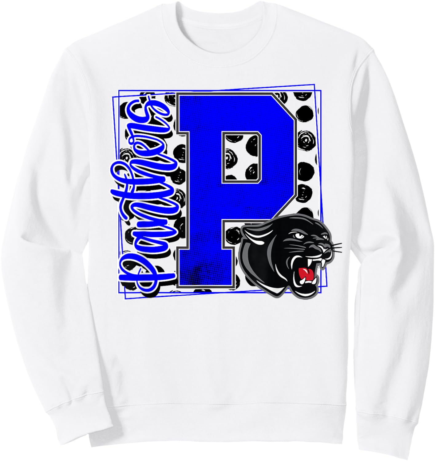 Panthers School Spirit Game Day Mascot Blue Panther Pride Sweatshirt - Sweatshirt | White