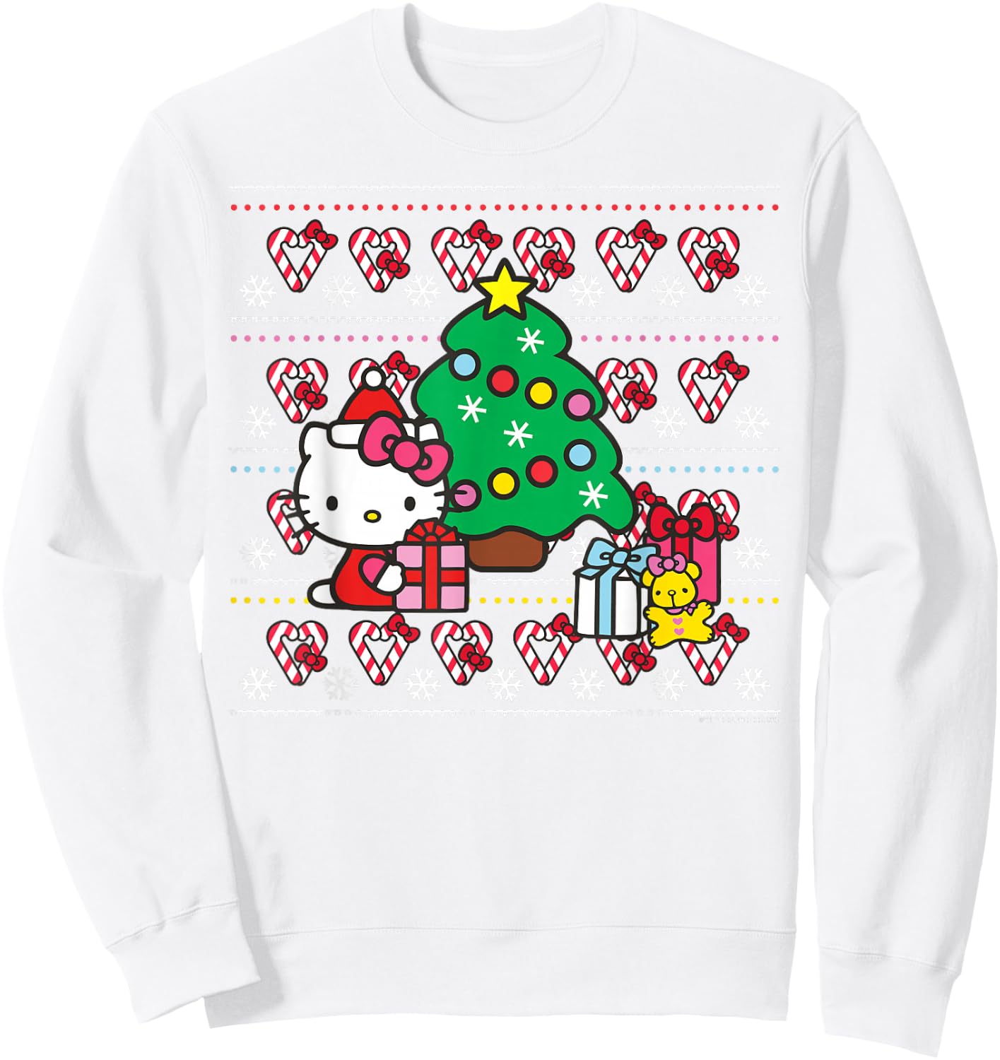 Hello Kitty Candy Cane Christmas Sweater Shirt Sweatshirt - Sweatshirt | White