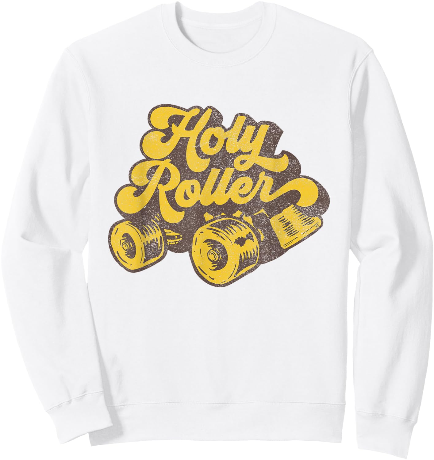 Roller Derby Skate Shirt - Holy Roller - Distressed Sweatshirt - Sweatshirt | White